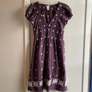 Purple and white Embroidered Dress